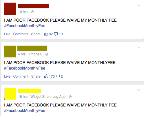 #FacebookMonthlyFee is a harsh mistress