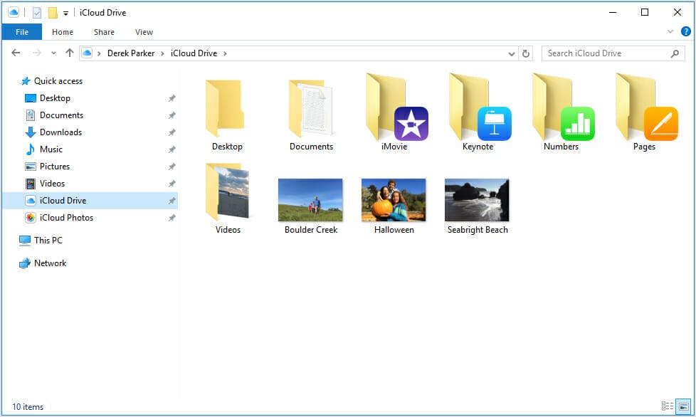 apple icloud windows folders