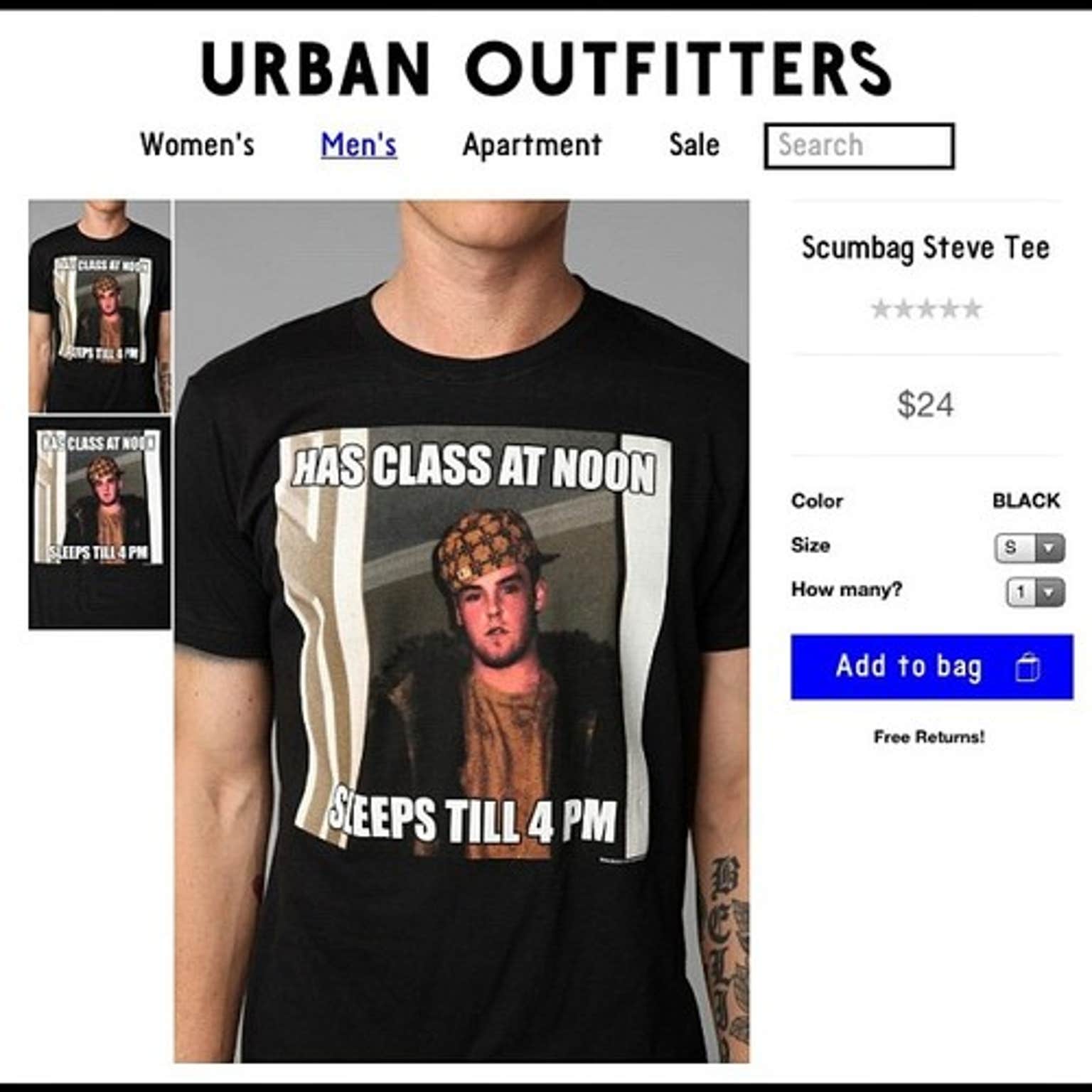 Scumbag Steve is now a scumbag tee