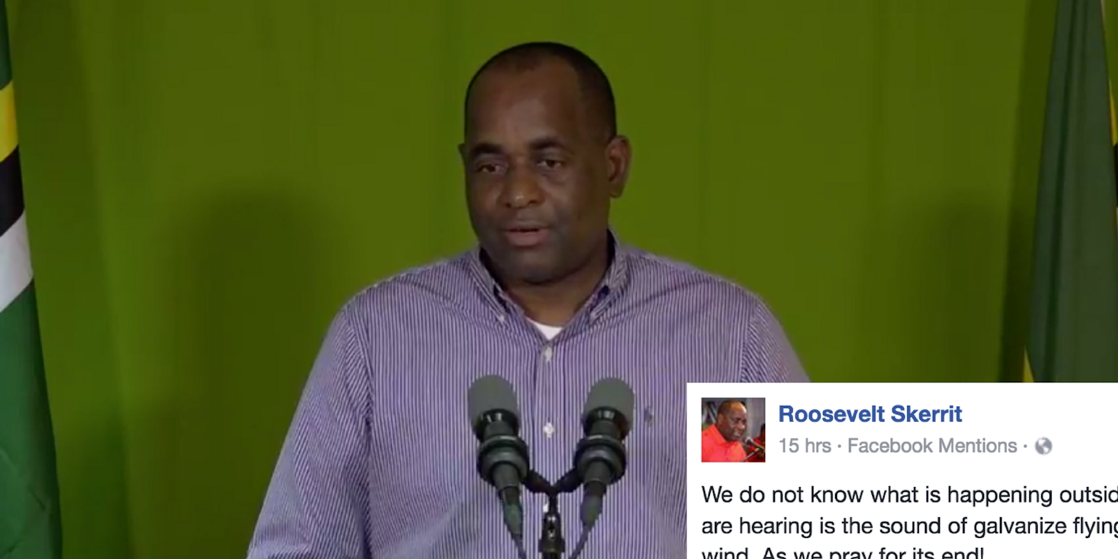 Dominica Prime Minister Roosevelt Skerrit during a Hurricane Maria press conference