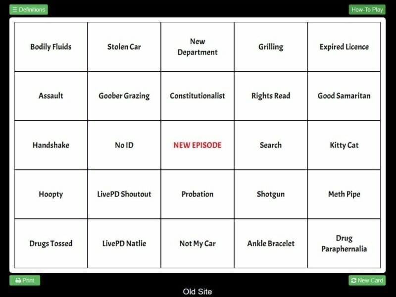Live PD bingo