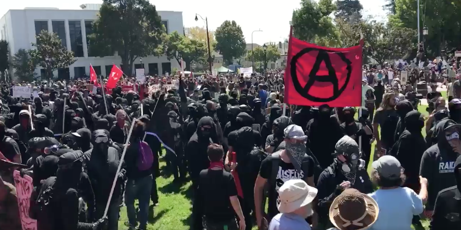 Antifa and anarchists protest in Berkeley, California.