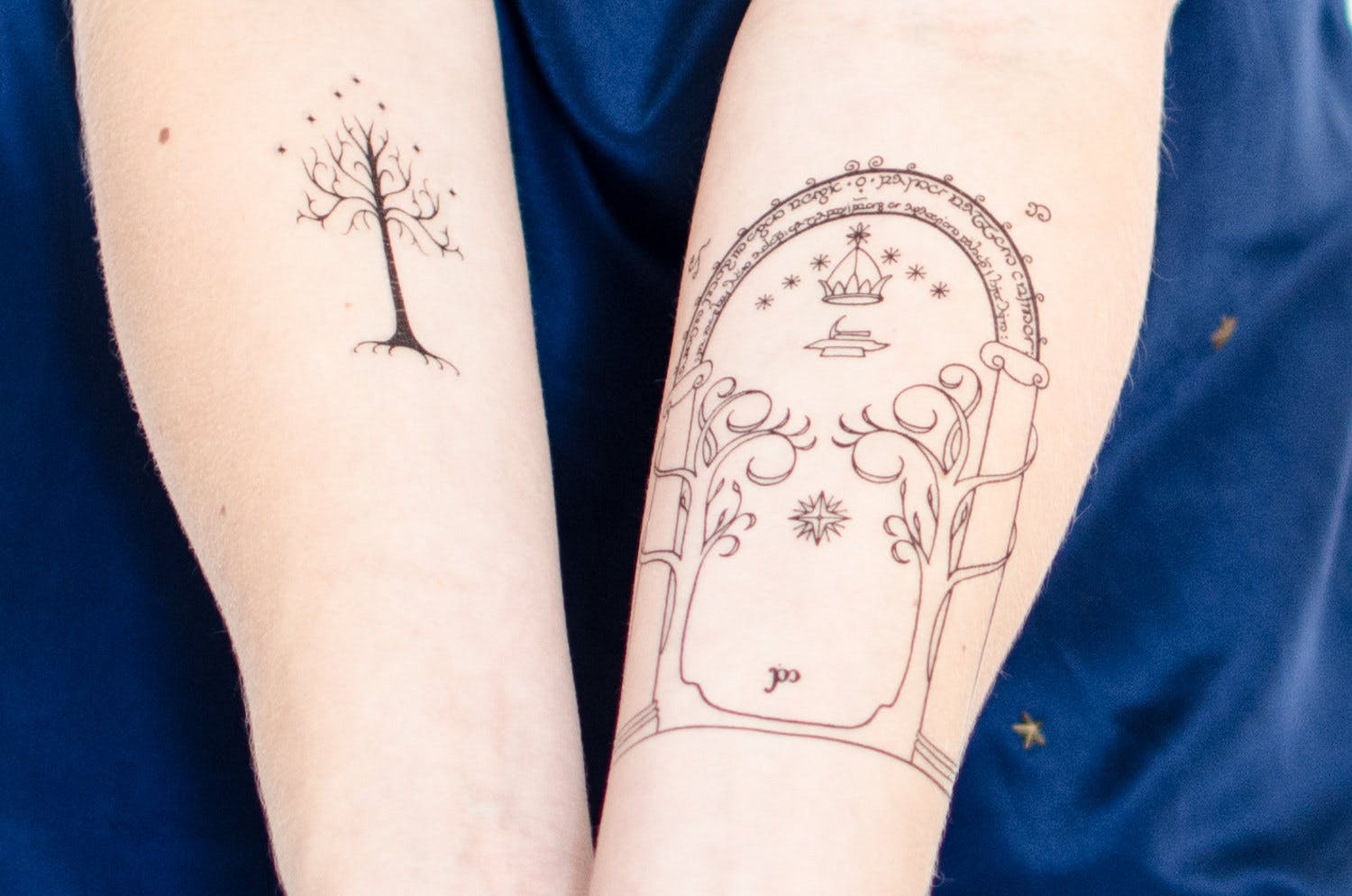 Tree of Gondor and Durin's Door temporary tattoos.
