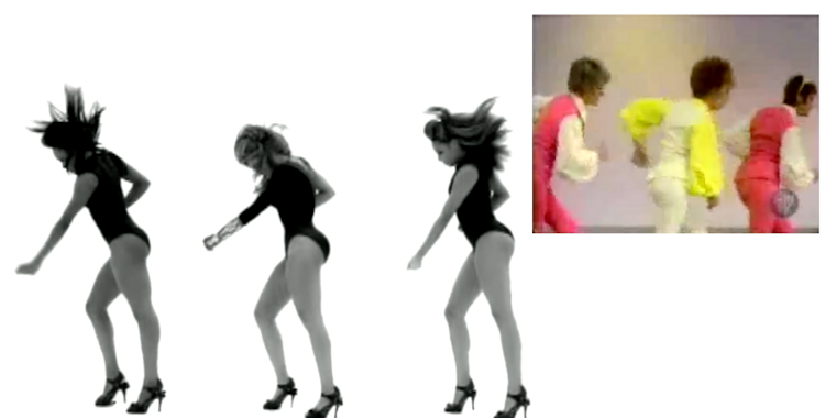 An image of Beyonce's Single Ladies choreography and Bob Fosse's Mexican Breakfast choreography