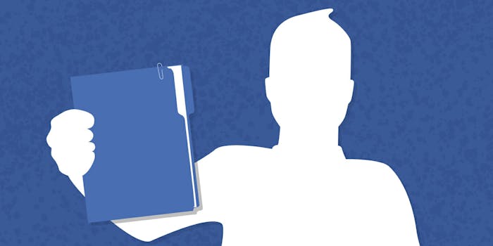 Facebook icon holding resume folder