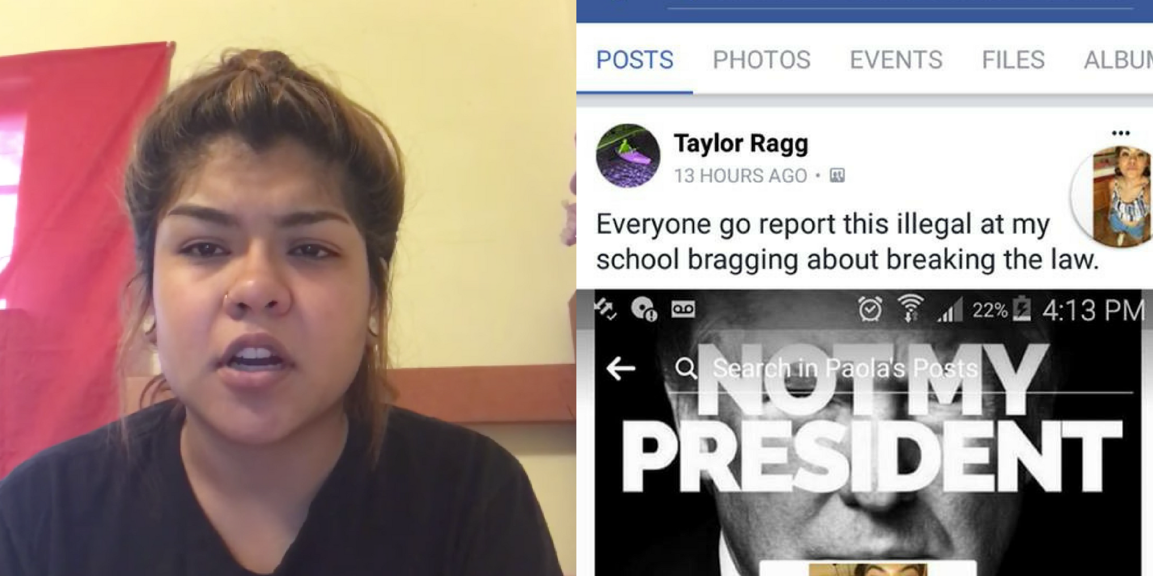 Screenshots of Paola Garcia's video and Facebook screenshots