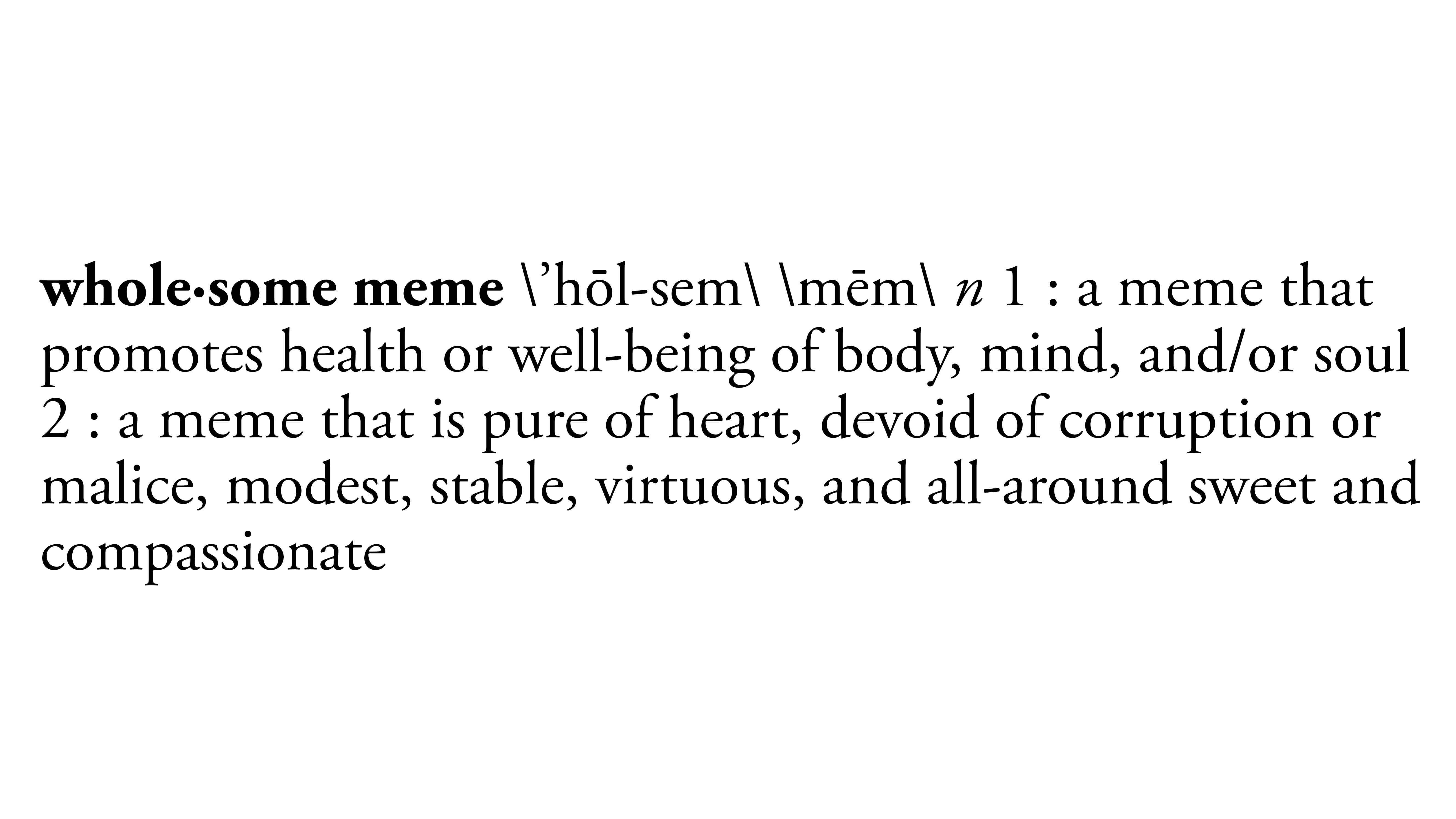 Wholesome meme dictionary definition