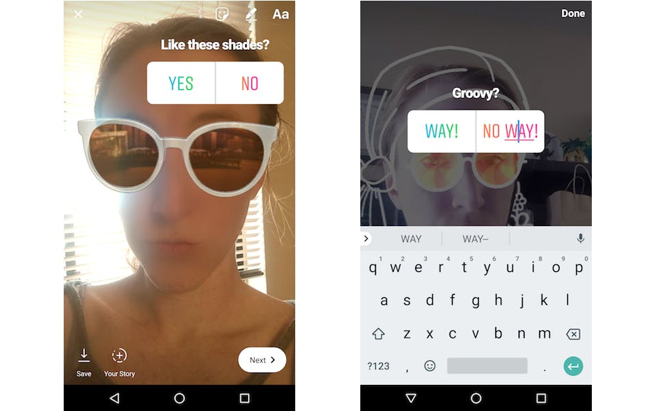 Instagram polling stickers with questions