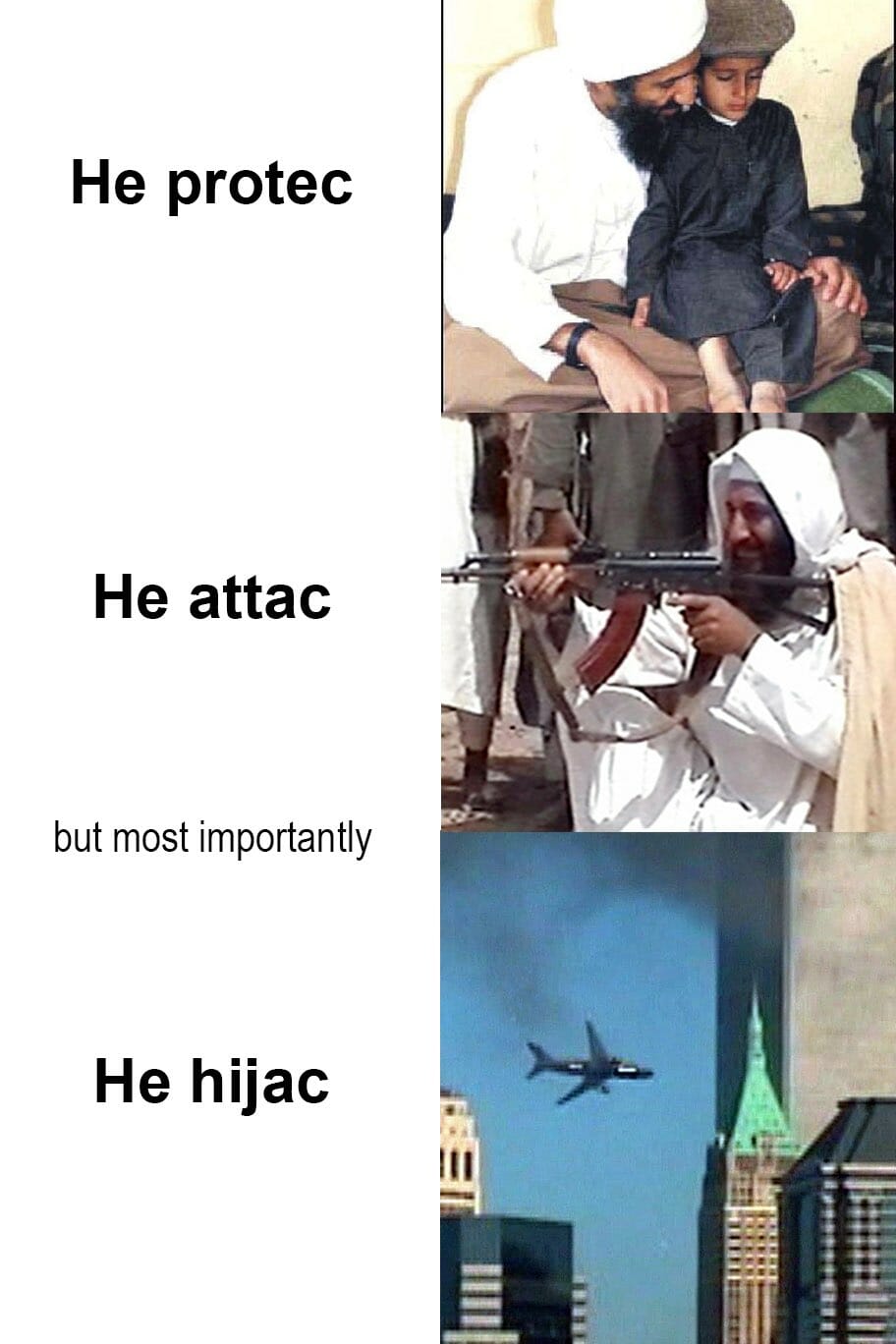 bin laden protec attac meme