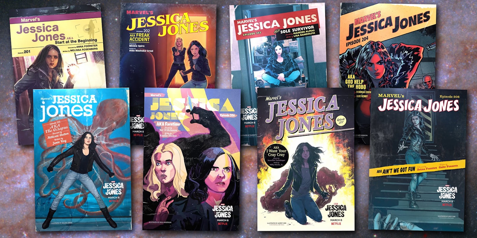 Jessica Jones season 2 episodic comic book covers