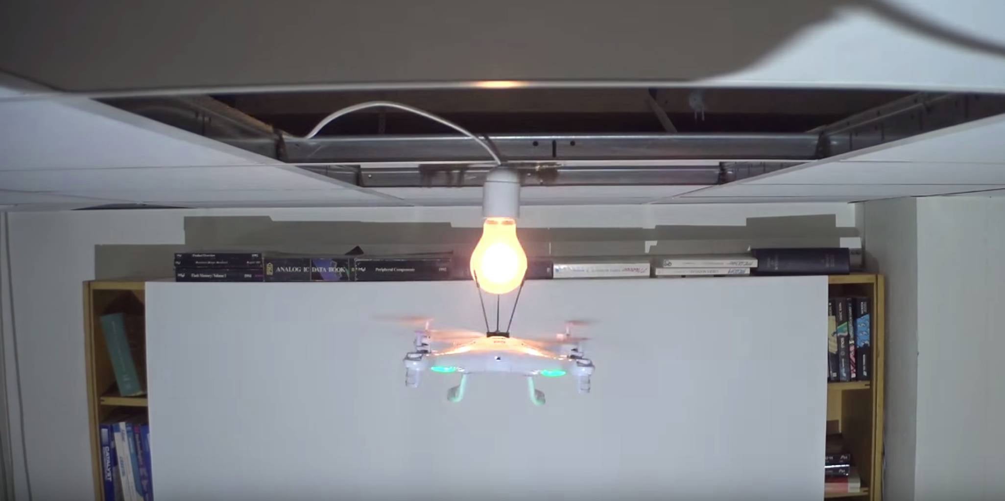 Some genius figured out how to change a light bulb with a drone