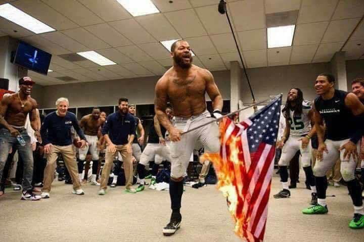 Photoshopped athletes burning flag