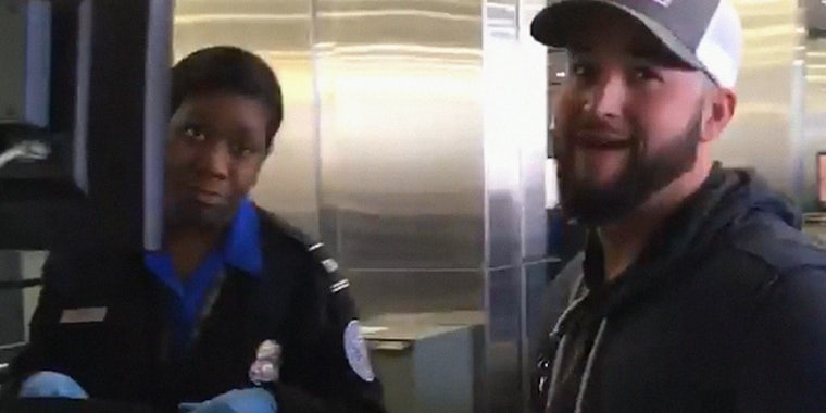 TSA worker and pranked son react to hidden sex toy in luggage