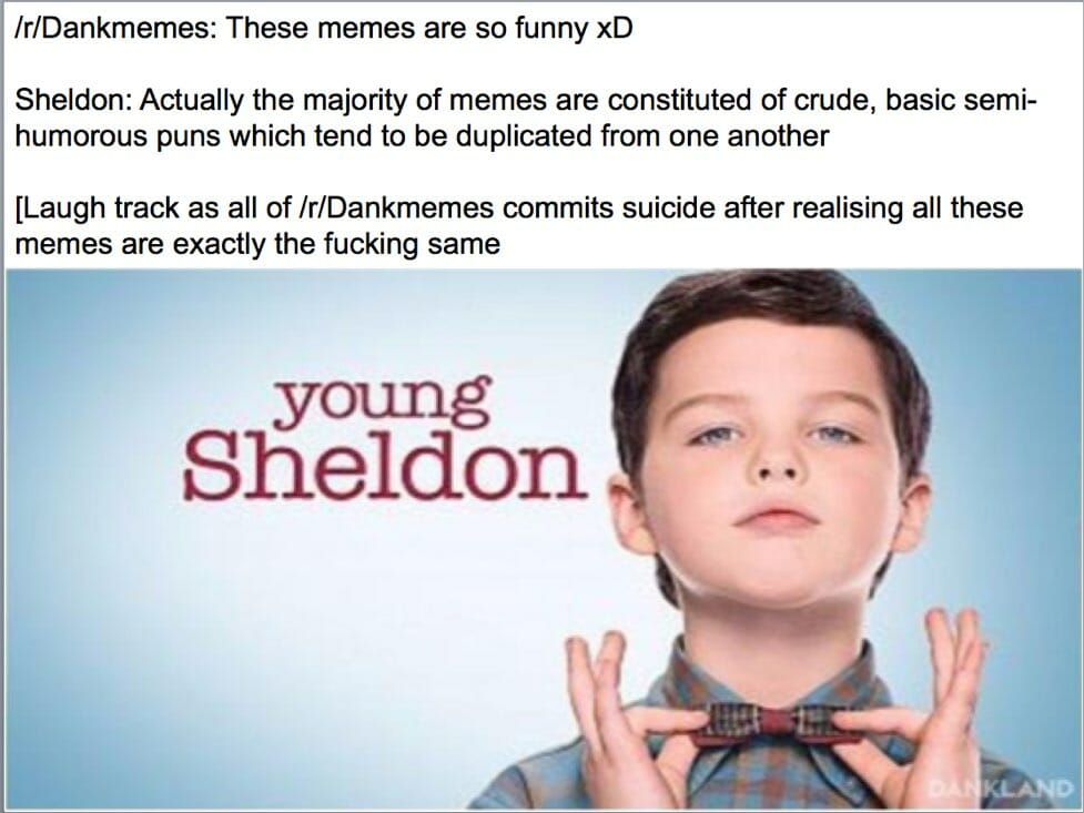 young sheldon dankmemes meta meme young sheldon memes