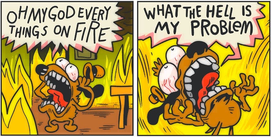 This is fine' comic gets 2016 update because nothing is fine anymore