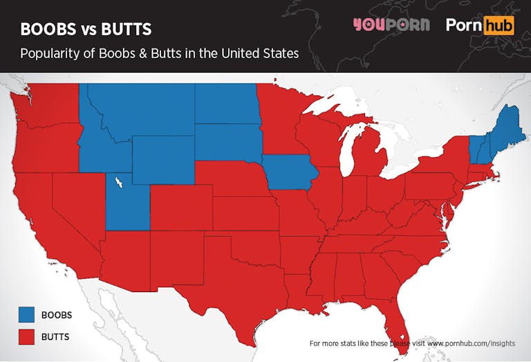Pornhub Search Results Prove Whether Americans Prefer Boobs Or Butts