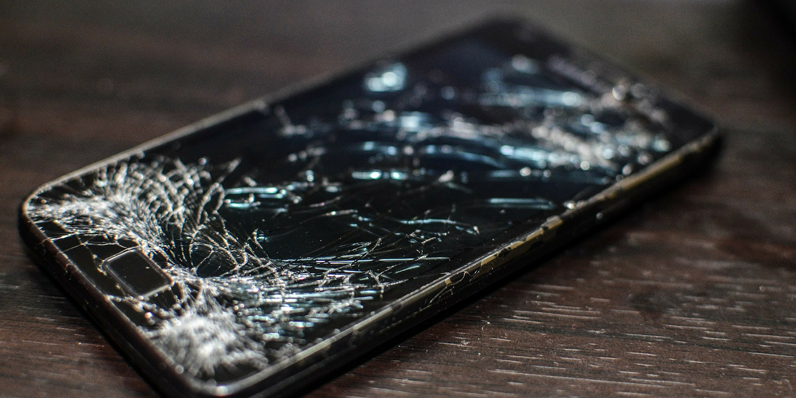 A broken phone screen