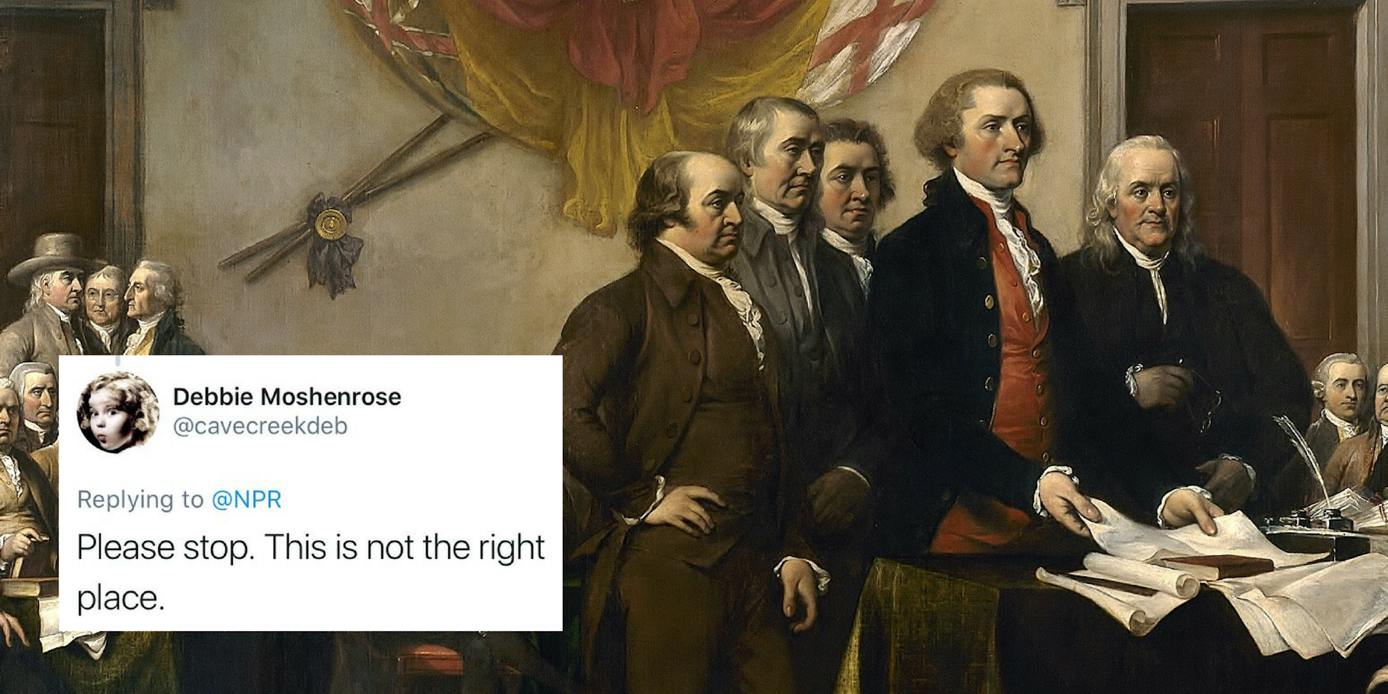 Trump supporters responding to NPR's Declaration of independence tweets