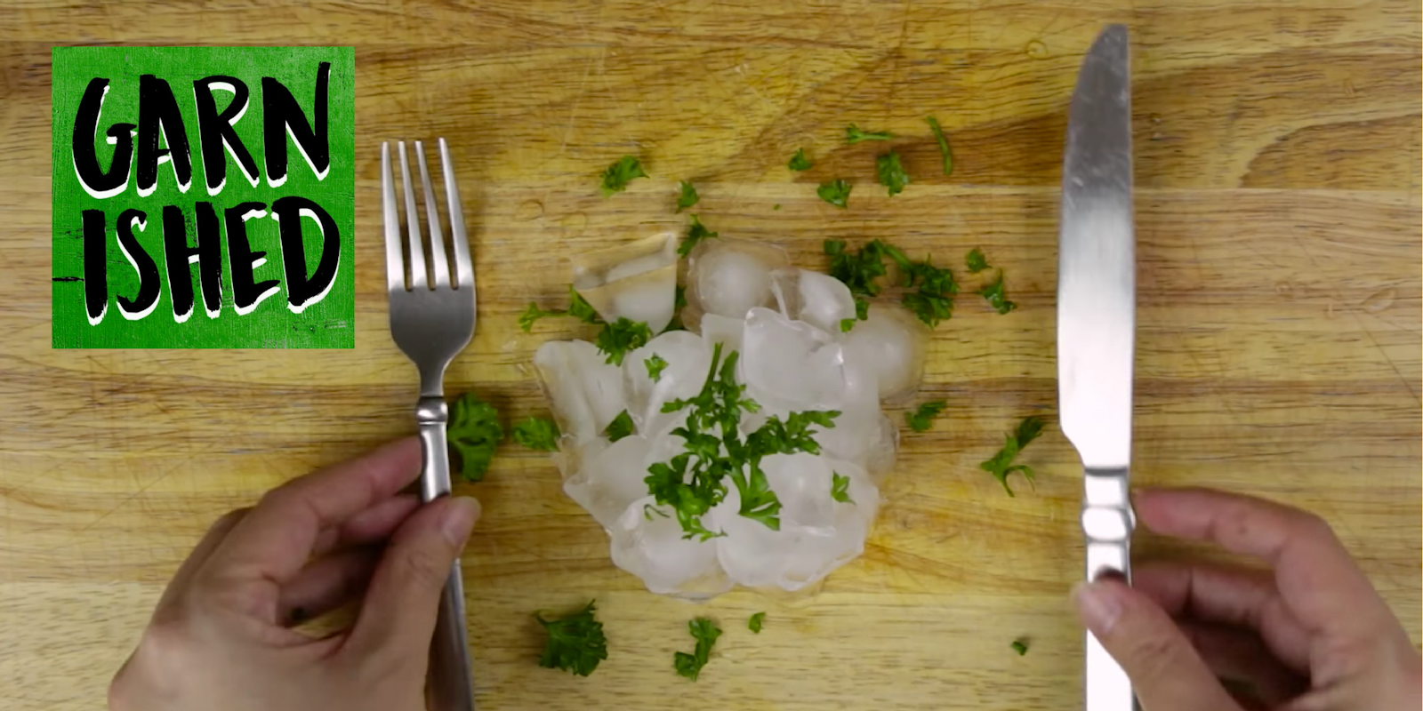 Garnished cooking channel featuring how to make ice.