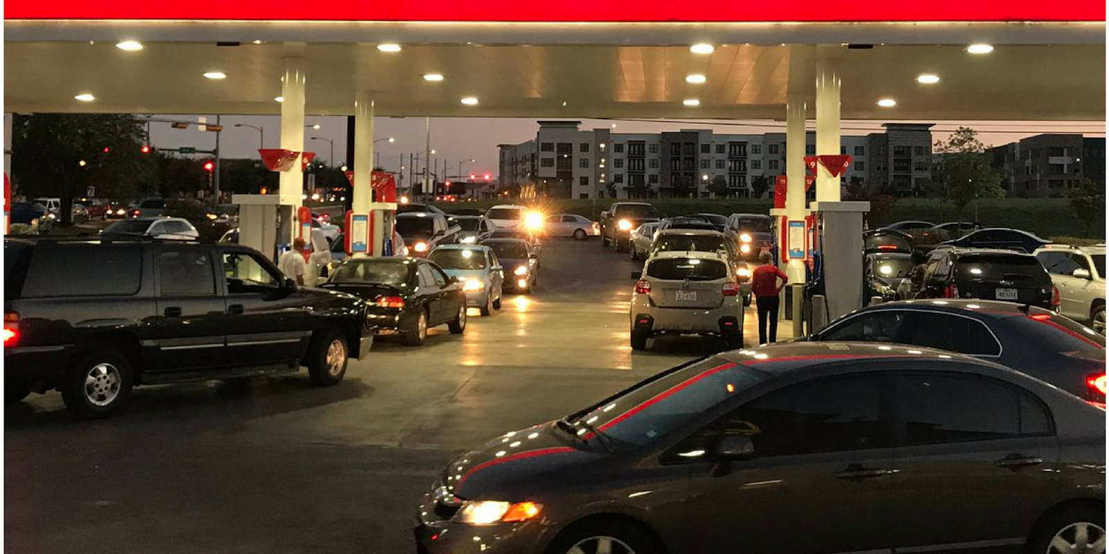 An Austin, Texas gas station suffering from gas panic