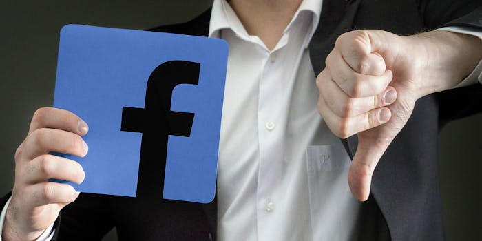 facebook social media thumbs down