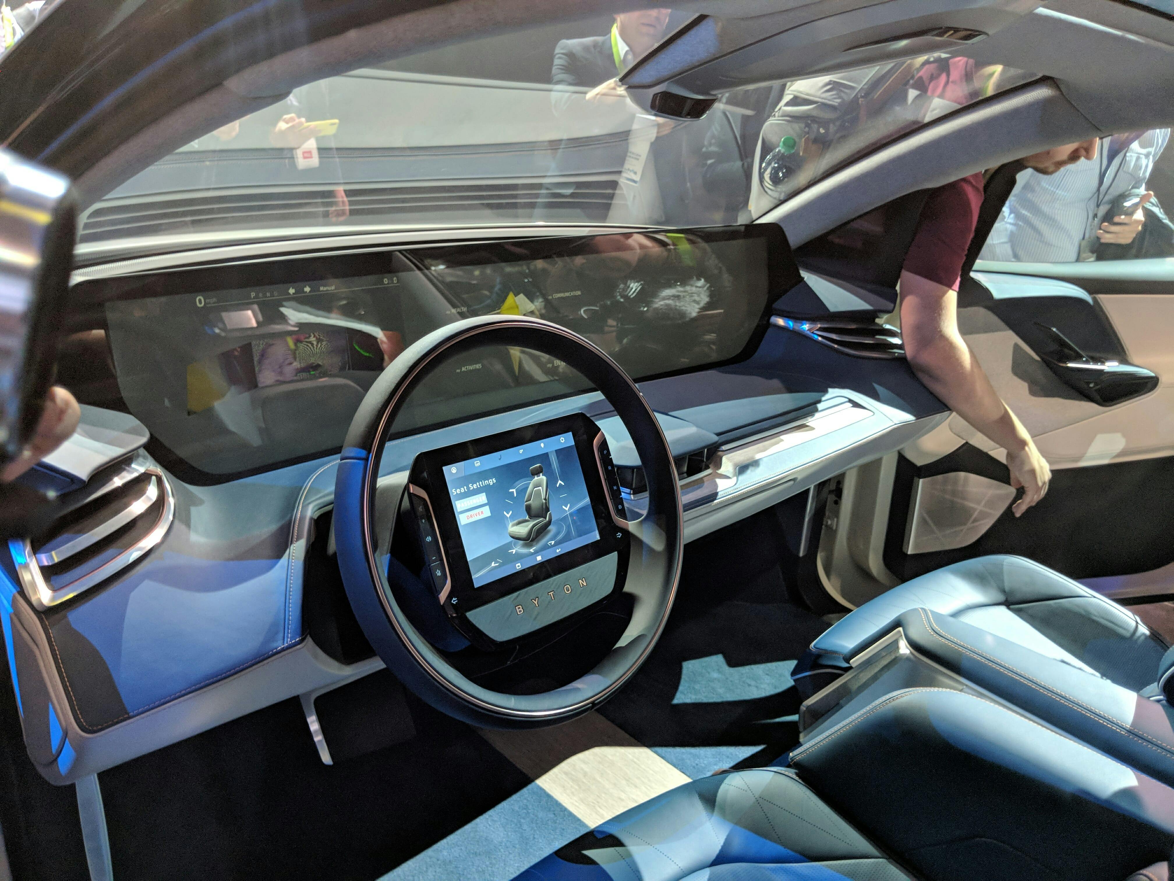 byton interior electric car self-driving display