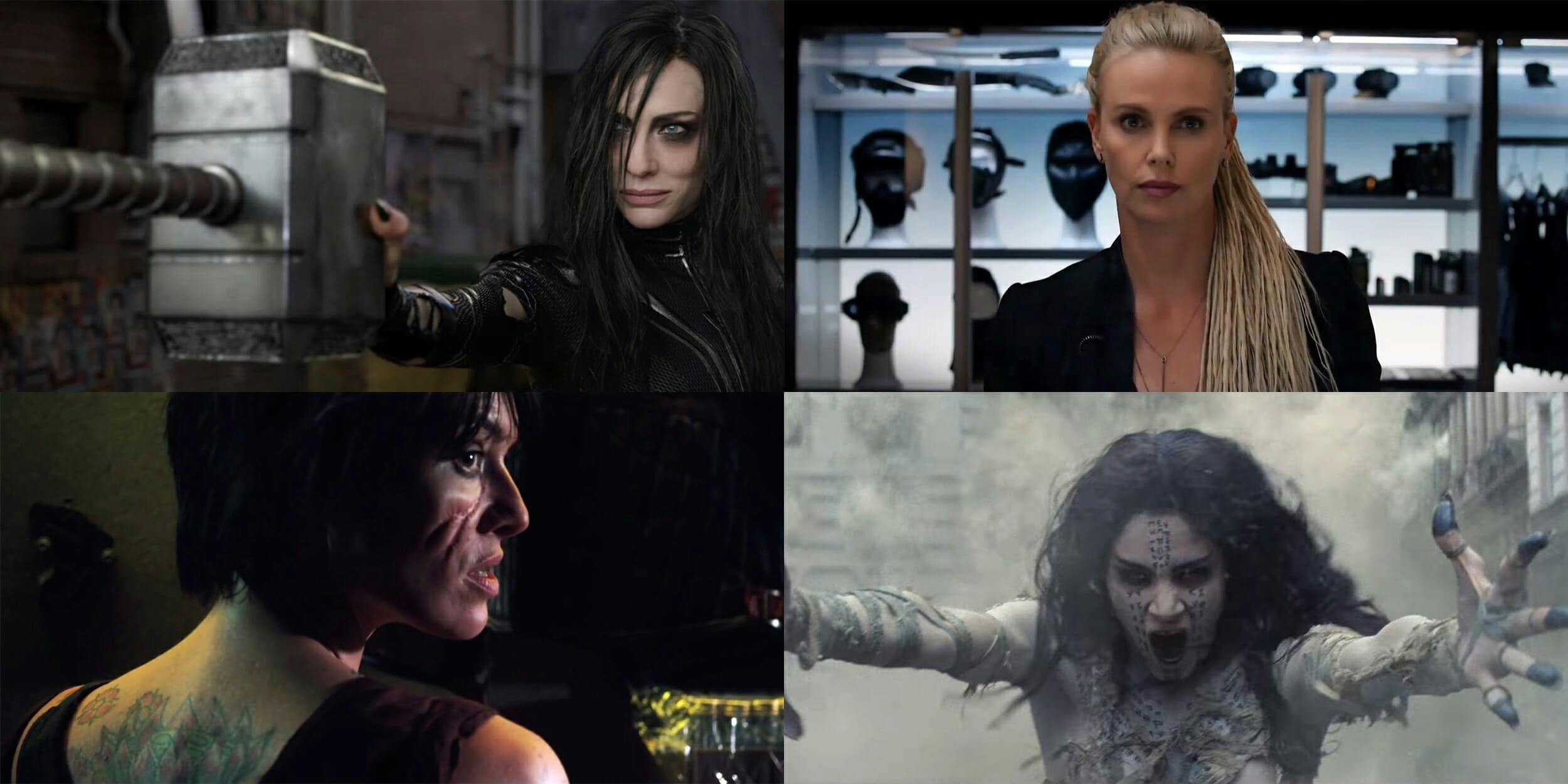 Hela from Thor: Ragnarok, Cipher from Fate of the Furious, Ma-Ma from Dredd, and Ahmanet from The Mummy