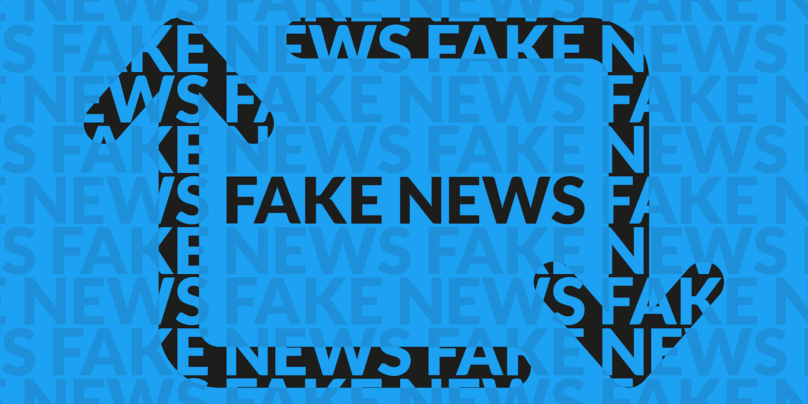 Twitter retweet icon made from the words 'Fake news'