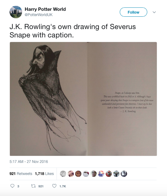 severus snape jk rowling drawing