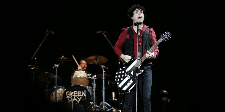Green Day performing on stage