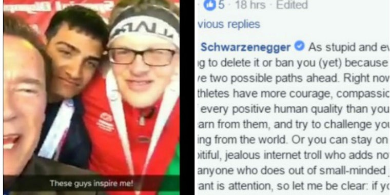 Arnold Schwarzenegger Special Olympics Facebook troll