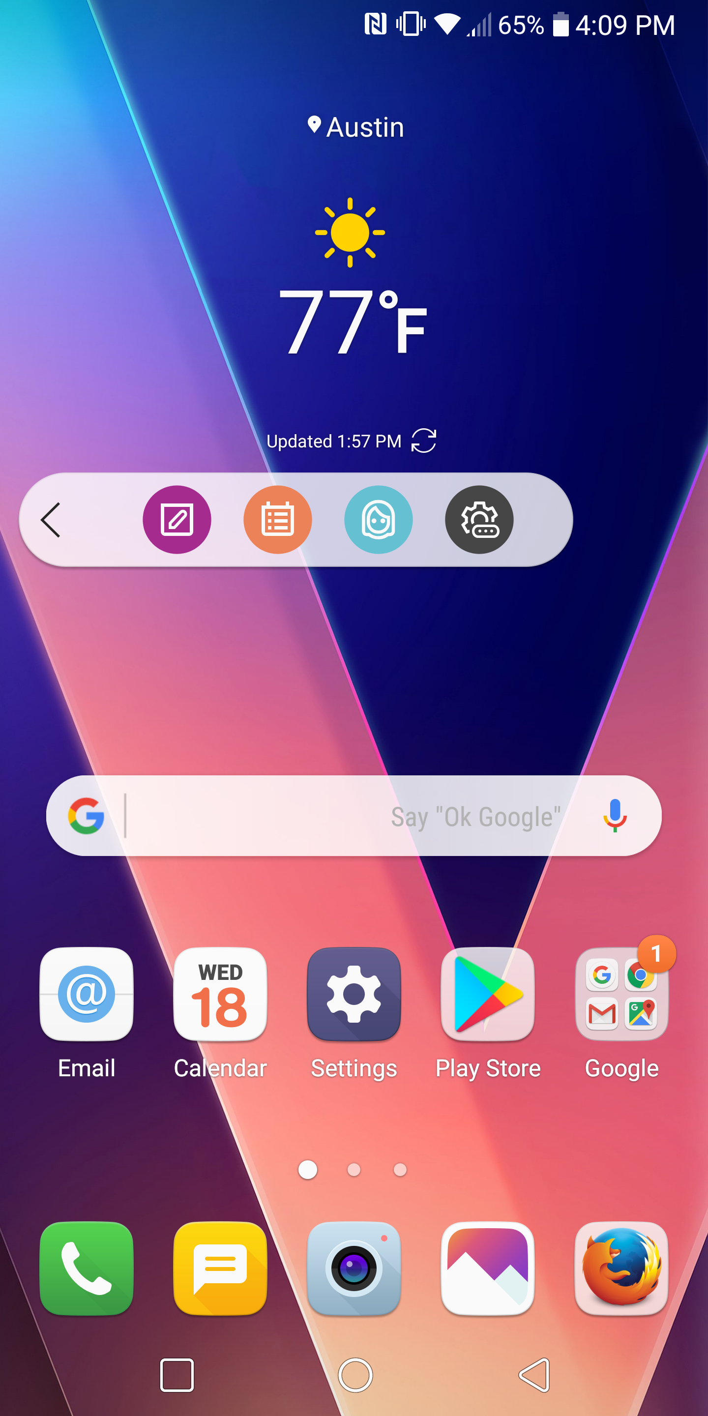 lg v30 software floating bar