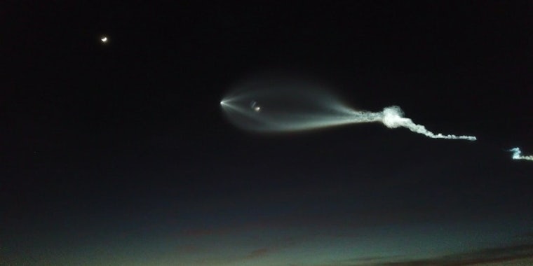 SpaceX's Falcon 9 rocket launching over Southern California