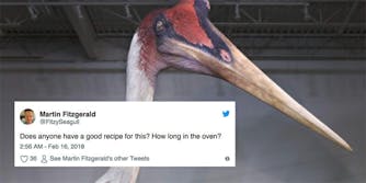 Twitter is freaking out over the model of this prehistoric bird, the Quetzalcoatlus northropi.