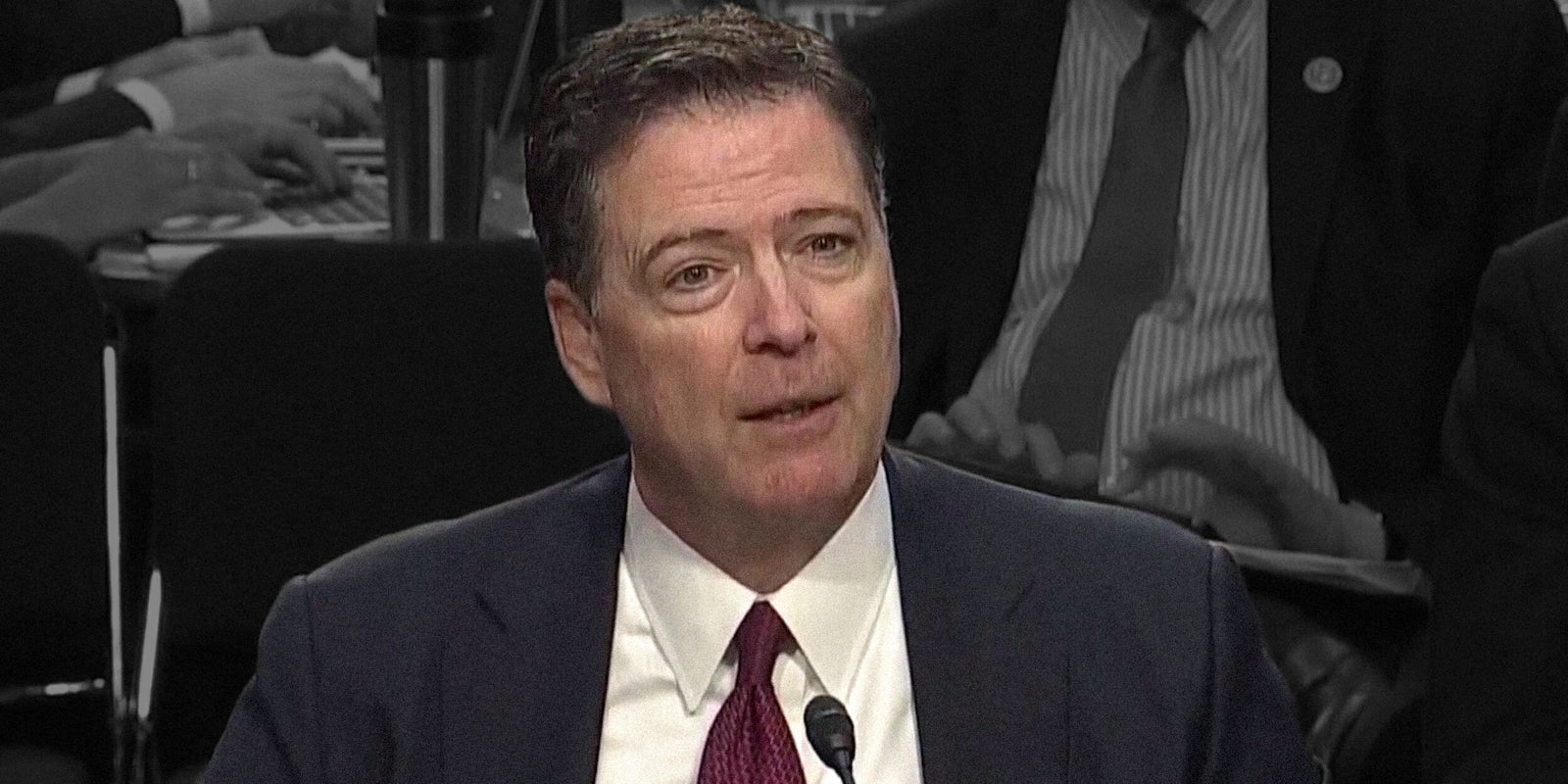 James Comey testifying before Senate Intelligence Committee. He hopes there are tapes of him and Trump speaking.