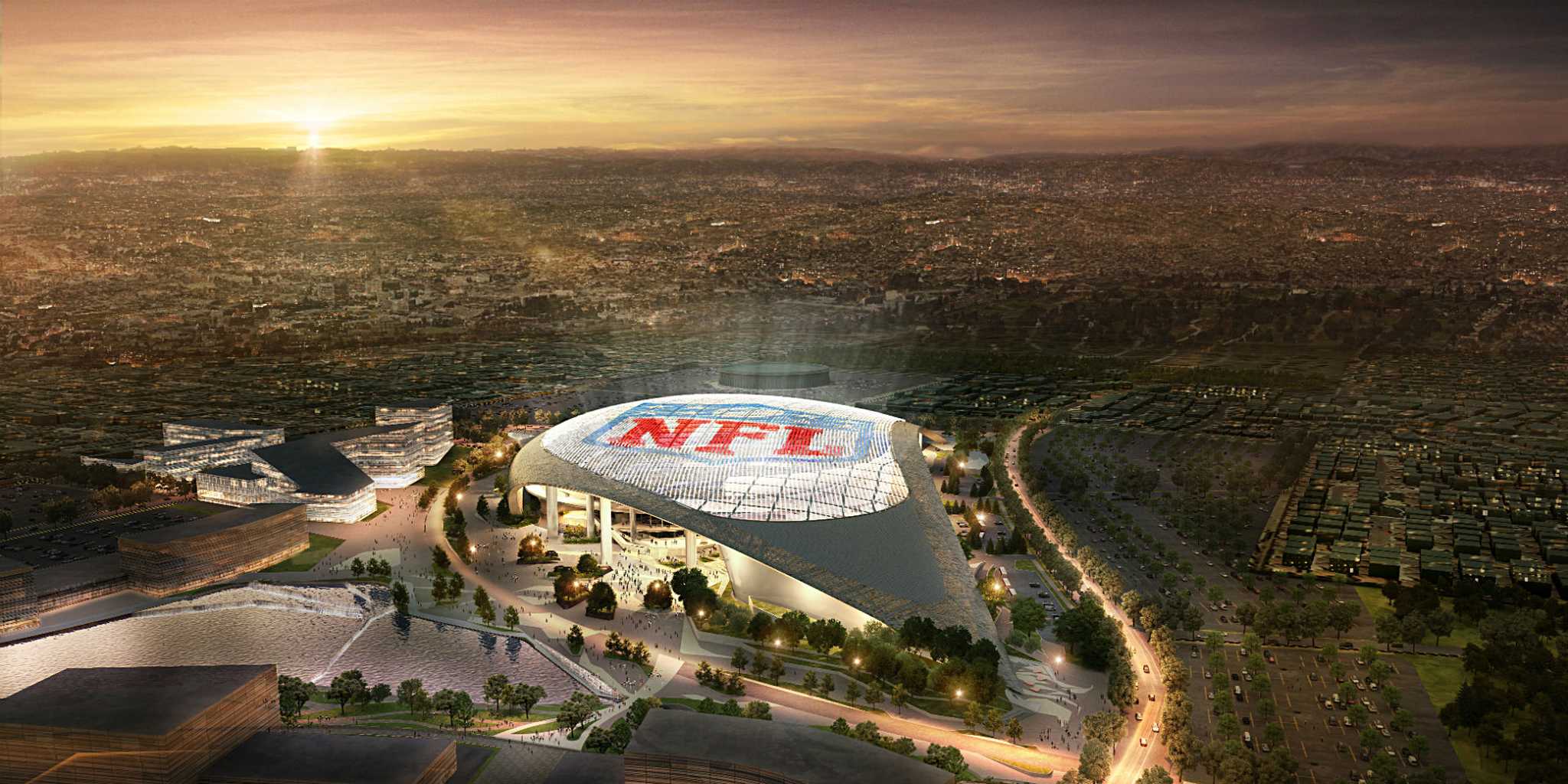 Check out L.A.'s new NFL stadium, complete with the most insane video