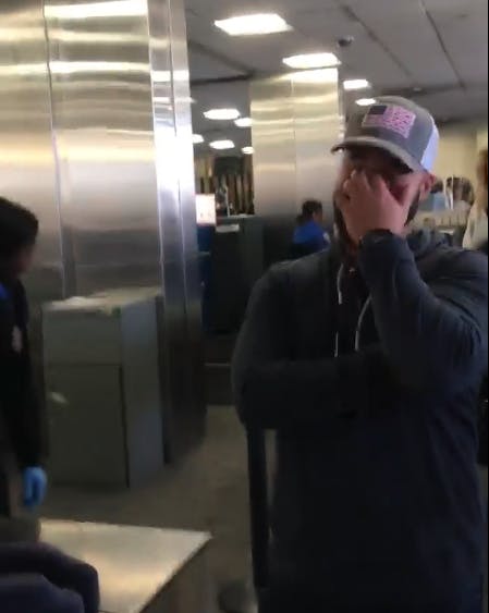 son embarrassed at airport