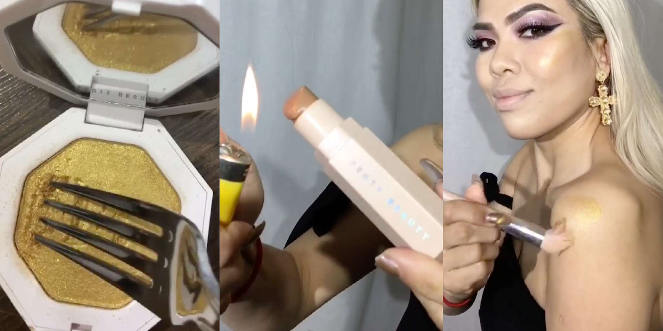 Makeup blogger Nickole Hoang using Fenty Beauty products