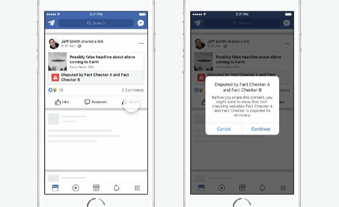 facebook disputed flag fake news