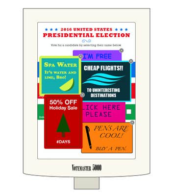 popup ads on voting machine
