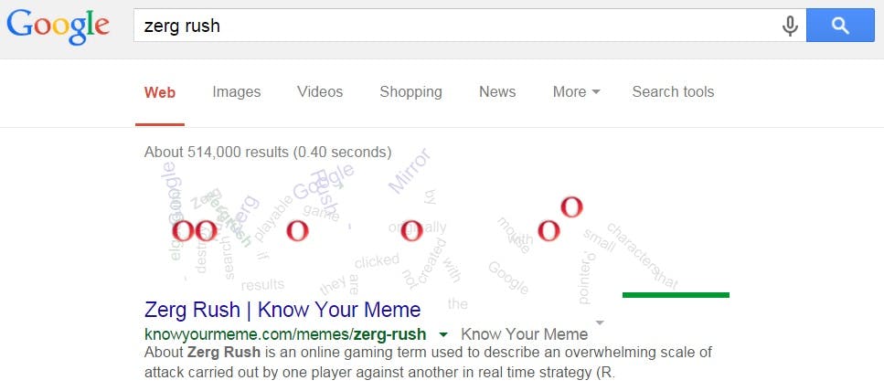 Zerg Rush' easter egg eats your Google search results