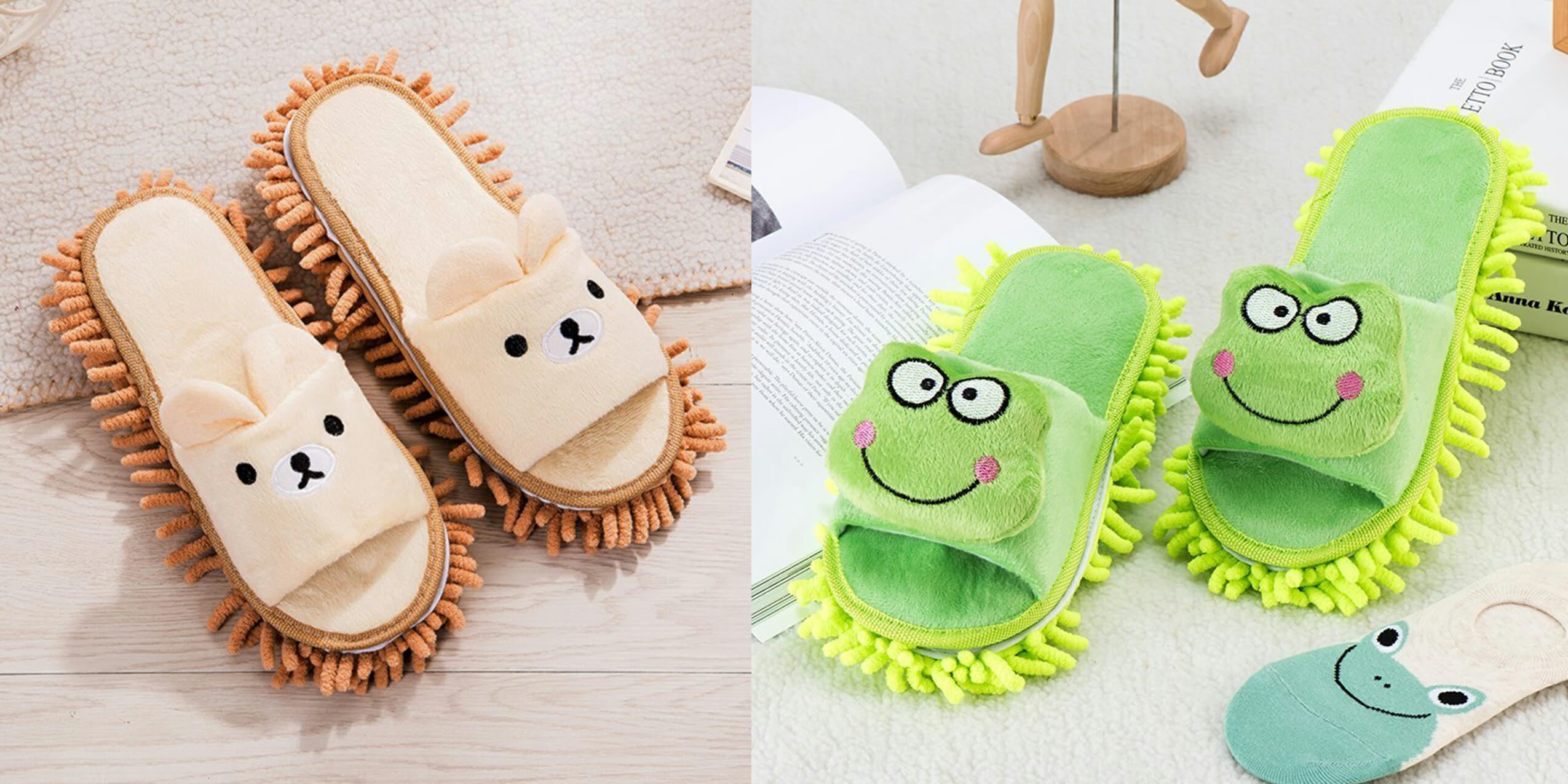 These adorable mop slippers clean your floors with every step