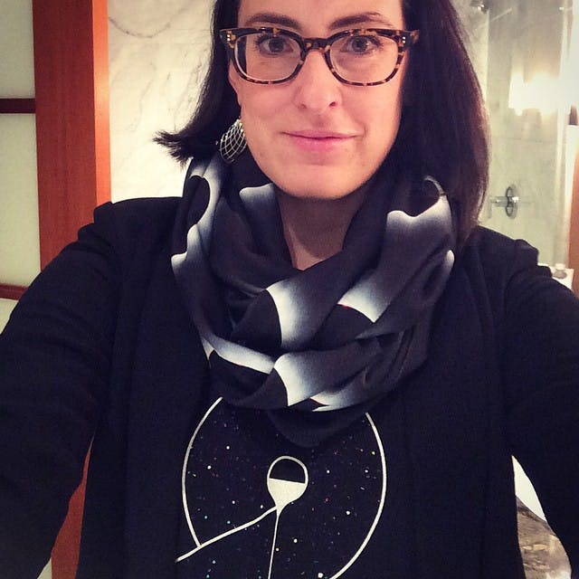 Ash's Shadowplaynyc pieces, especially her scarves like the one seen here, are her favorite science fashion purchases.