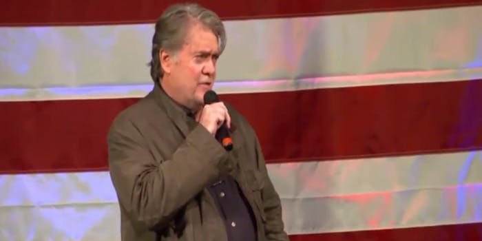 Steve Bannon went off during a stump speech for Roy Moore.