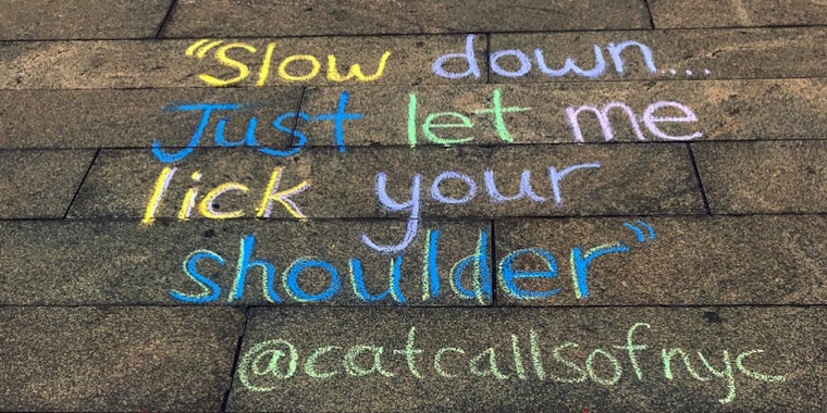 'Cat Calls of NYC' documents street harassment in sidewalk chalk