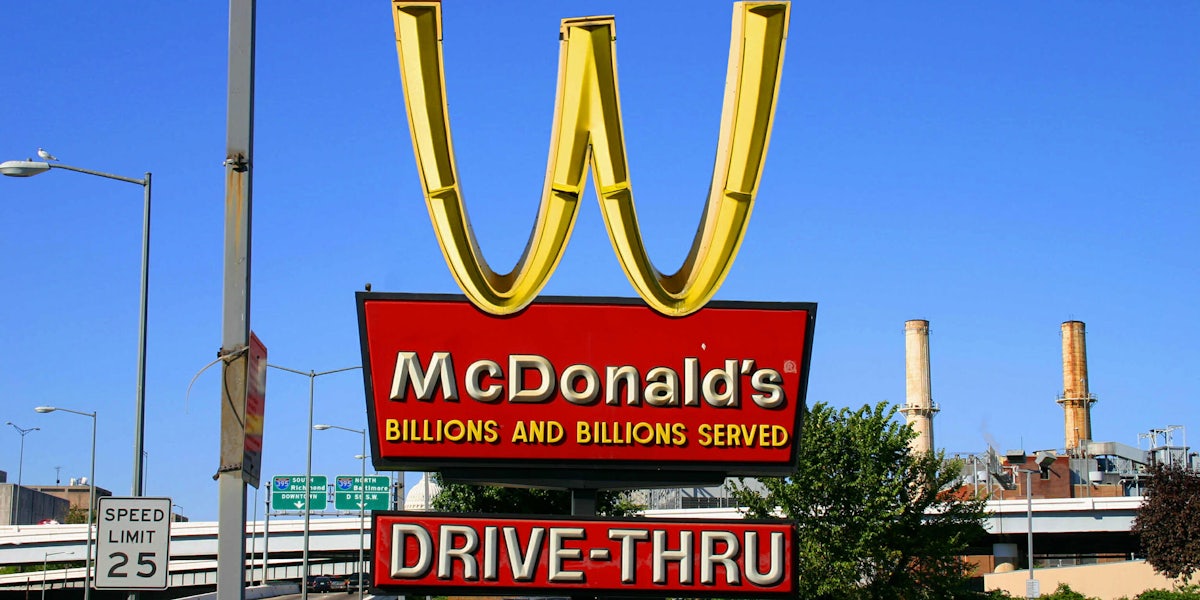 McDonald's golden arches logo inverted into a W