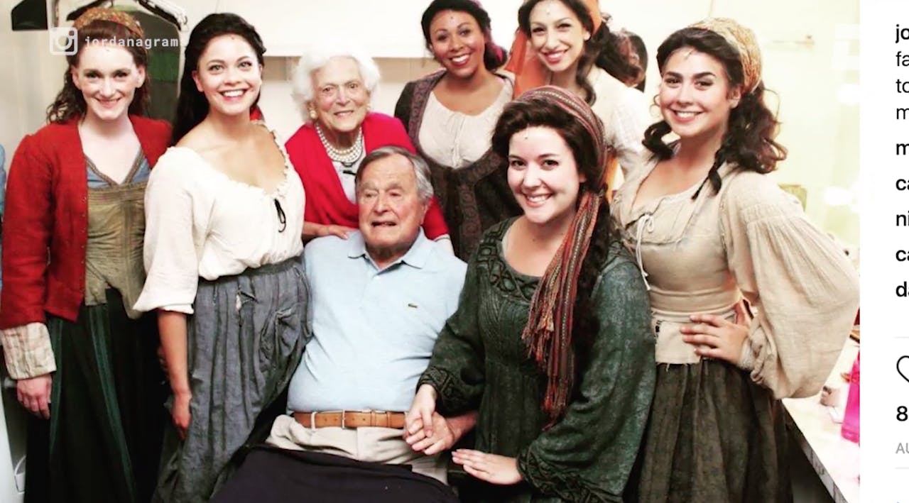 George H.W. Bush with Jordana Grolnick, who says he groped her during a photo op
