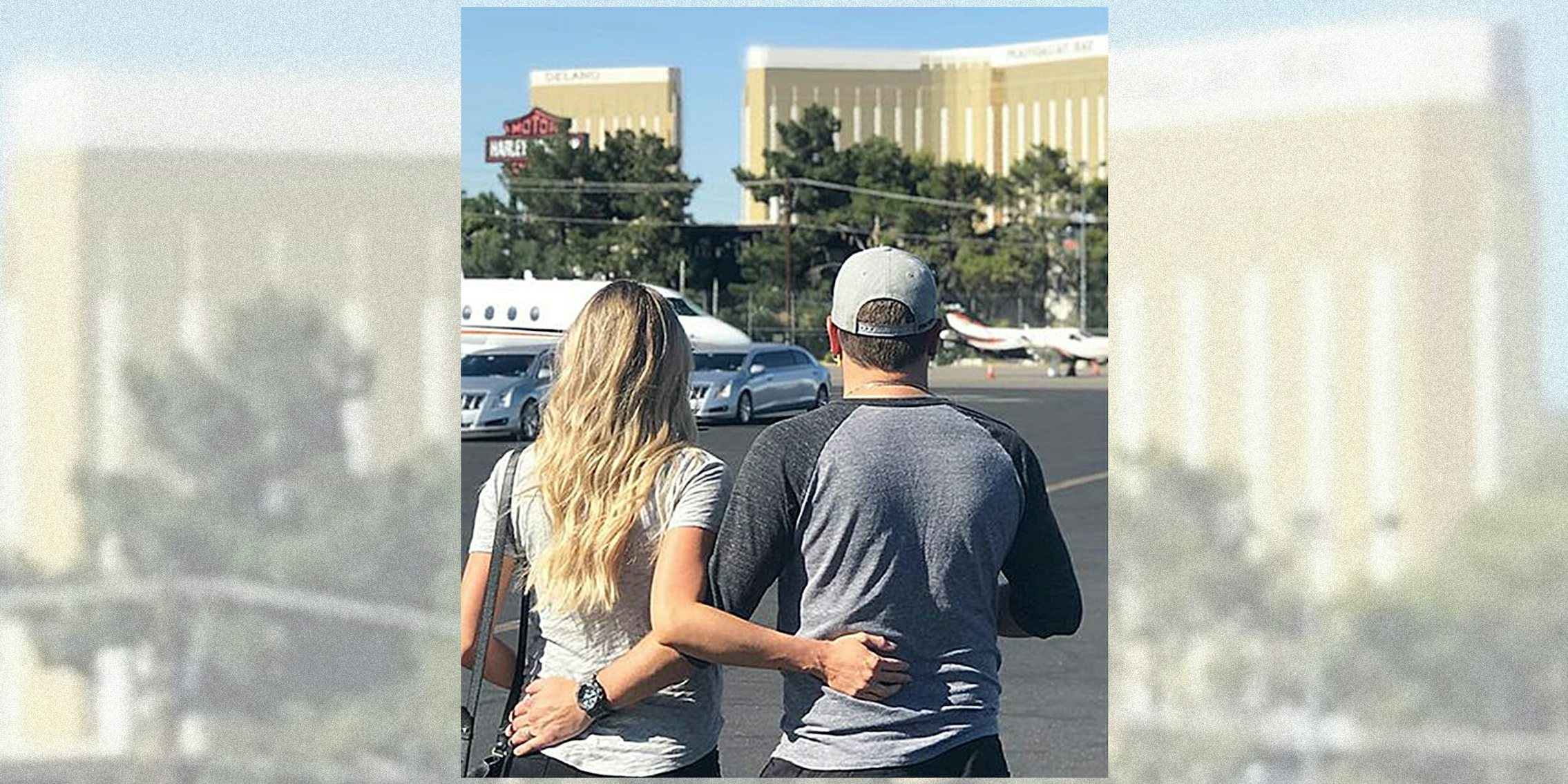 Jason and Brittany Aldean walking together in Las Vegas