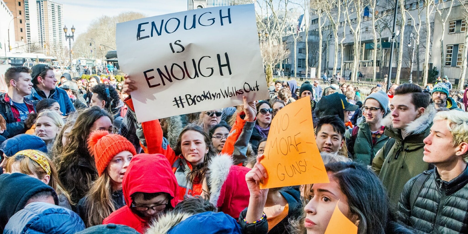 Students in Brooklyn participate in the National School Walkout on March 14.