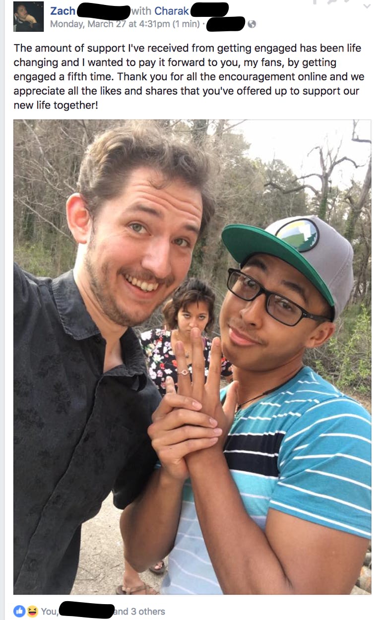 Man proposed to different people on Facebook for likes